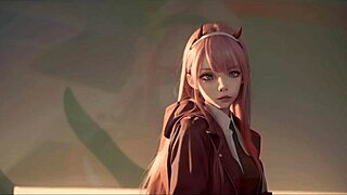 Zero Two, the Darling in the Franxx character, in a nude illustration created with the help of AI