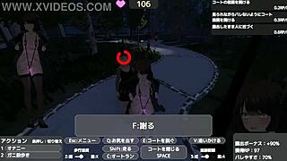 Seleka's daring public self-pleasure in a transparent coat in this retro-themed anime game
