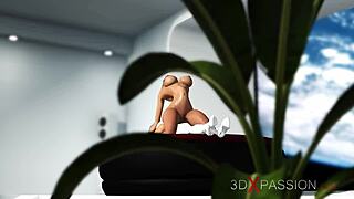 3D animated android gets to experience space and hot sex with a young blonde
