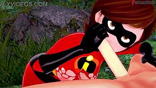 See through Elastigirl in a forest fantasy with XXX content