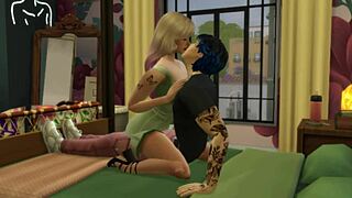 Alternative couple’s sexual experience in cowgirl position with a happy ending