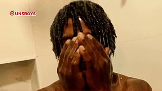 Straight black boy gets a shower and a handjob at his gay friend’s house
