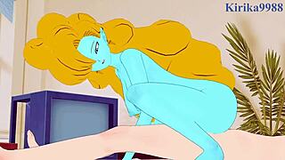Intense scenes with Panchy Bulma and Zangya in 3D