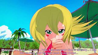Bikini-clad Yu-Gi-Oh! babes in hardcore 3D porn