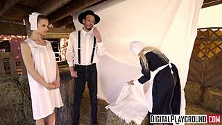 Amish girls try out anal sex in a 3 girl funfest