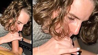 Beautiful amateur couple’s daring public cinema romp