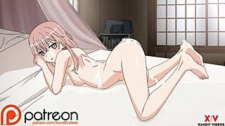 Big tits bouncing while being fucked in missionary position in a famous hentai anime