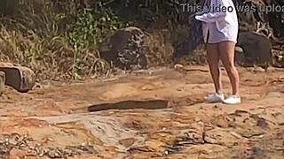 Gay couple enjoys public sex on the beach in Brazil