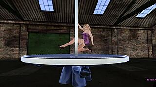 Beautiful animation of a seductive pole dancer in Second Life
