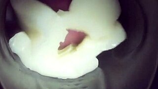 Enjoying solo pleasure with a Fleshlight and a nice creampie