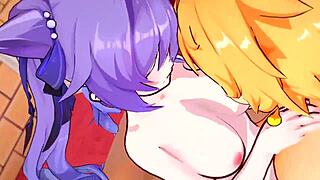 3D animated hentai with creampies and big boobs from Genshin Impact