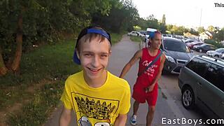 Gay webcam with skater twinks having bareback sex