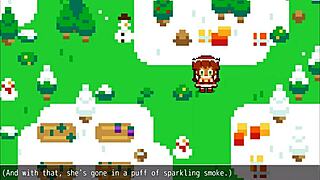 Snow-covered tits and cum shower in outdoor hentai game
