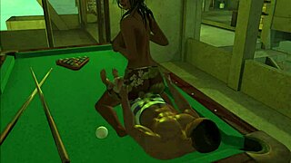 Beautiful anime sex with pool table and desk in the background