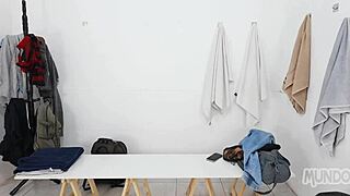 Young and straight American college boys have sex in the locker room