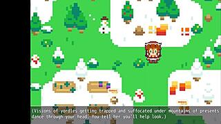 Snow-covered tits and cum shower in outdoor hentai game