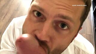 Cum shower in the office with a gay pornstar and his neighbor