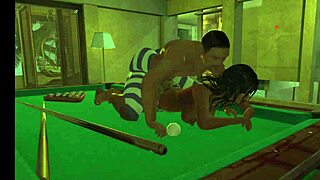 Beautiful anime sex with pool table and desk in the background