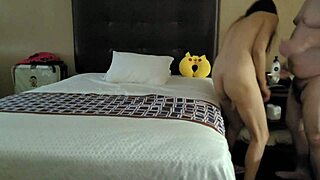 Asian prostitute in hotel room in homemade video