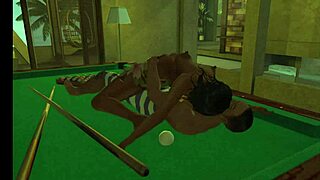 Beautiful anime sex with pool table and desk in the background