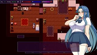 Horny schoolgirl exposes big tits to whole class in hentai