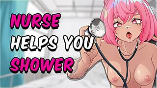 Get some ASMR from a nurse washing you in the shower