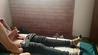Young Colombian wife gives a sloppy blowjob and a handjob