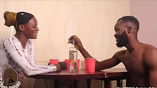Black beauty gets wild in a drinking contest