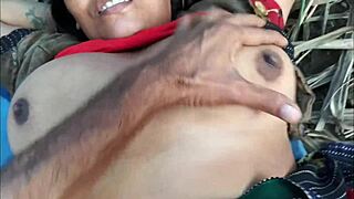 Married Indian housewife enjoys outdoor sex in steps of the house