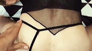 A young wife and her husband invite their friends over for a sex training session