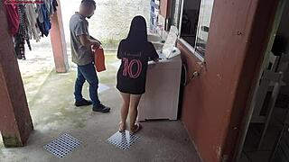 Married housewife pays young Latino to fuck her while her husband is away