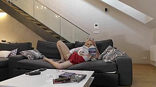 Busty wife caught on hidden cam while babysitting