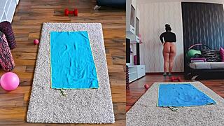 Special sex adventure with curvaceous women during a naked workout