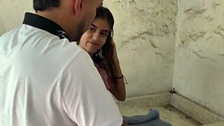 Skinny Latina teen gets her milk on balcony