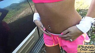 Nadia Capri in an amateur POV video, hitchhiking and picking up cock