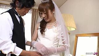 Cheating Japanese bride gets creampie before wedding
