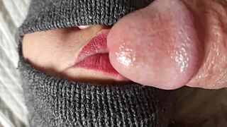 Bimbo gets face fucked while blindfolded