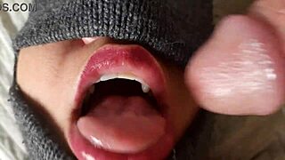 Bimbo gets face fucked while blindfolded