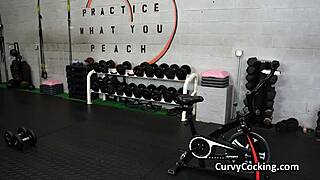 Slutty teen gets her throat fucked at the gym
