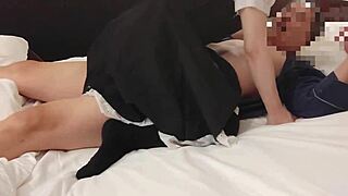 Beautiful cosplay maid gets a hot doggystyle fuck with a cumshot inside her vagina