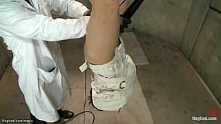 Submissive woman gets her ass fucked while tied up and bent over