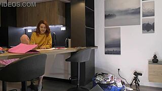 Redhead college girl's fashion haul turns into porn casting