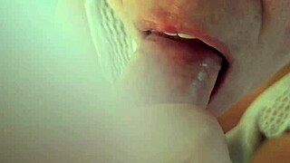 An amateur couple’s homemade video shows a POV of a facial with a fetish twist