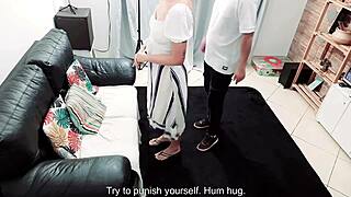 Natural tits bouncing while being punished by a boss