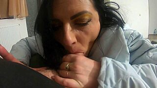 Hot milfy calla gets double team facial and cum play