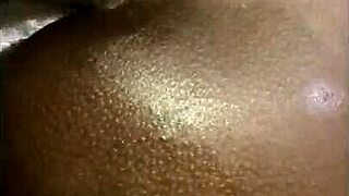 Beautiful black girl gets her ass fucked hard with cum inside