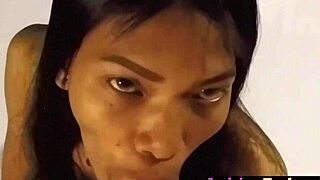 Big cock white guy gets oral pleasure from Asian transsexual
