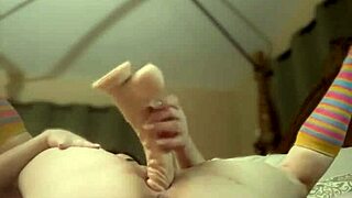 Horny fitness enthusiast enjoys solo play with huge dildo