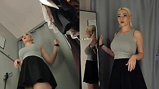 Teen skinny blonde in upskirt spy series in public places