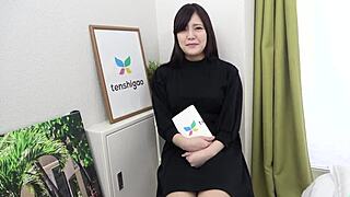 Asian cutie gets her first solo scene with masturbation